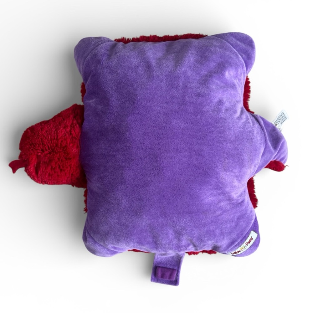 Pillow Pets Pee-Wees Fiery Dragon Plush Red Purple Travel Stuffed Animal 18”x16” - Picture 4 of 10